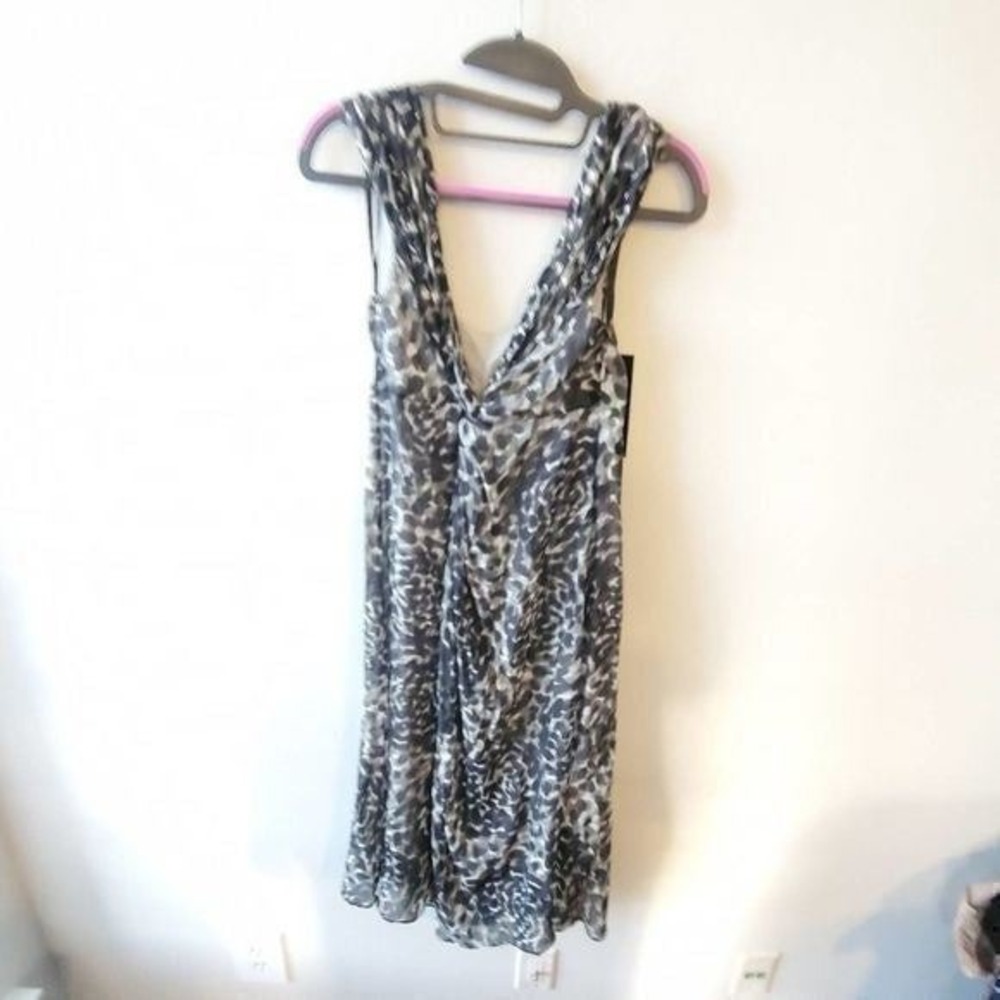 Donna Karan DKNY black grey leopard print silk blend dress size 4 New!! MSRP 395 - Picture 4 of 11
